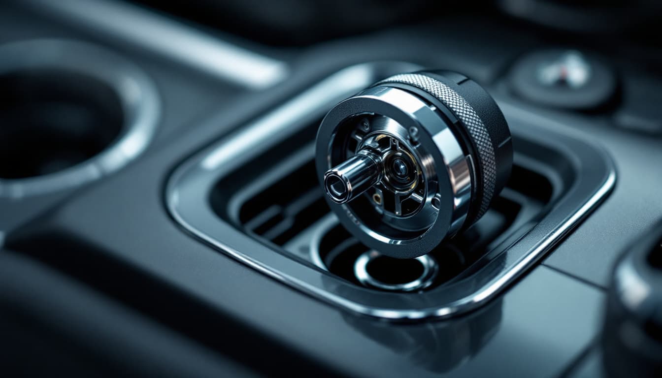 Close-up of a Honda sedan steering column with the ignition lock cylinder partially removed during repair