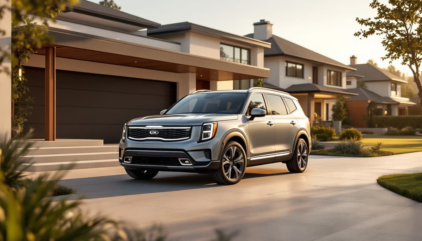 Kia Telluride SUV with a smart key fob held near the front door in Keller TX