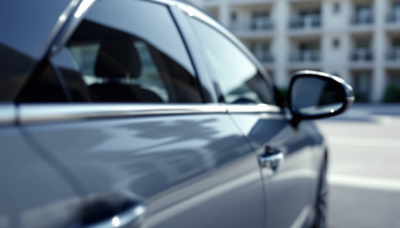 Nissan sedan parked in a Keller Texas apartment lot with two Intelligent Key fobs on the center console
