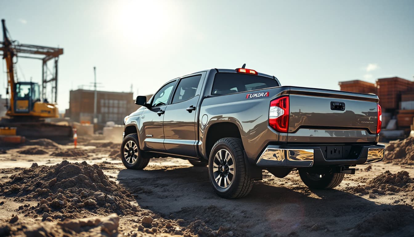 Toyota Tundra pickup with a smart key fob resting on the tailgate in Keller TX