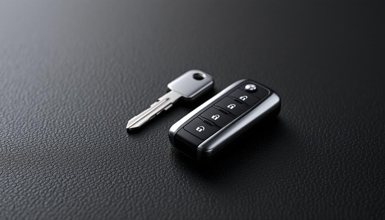 A valet key and a full master key laid side by side on a locksmith bench in Keller TX